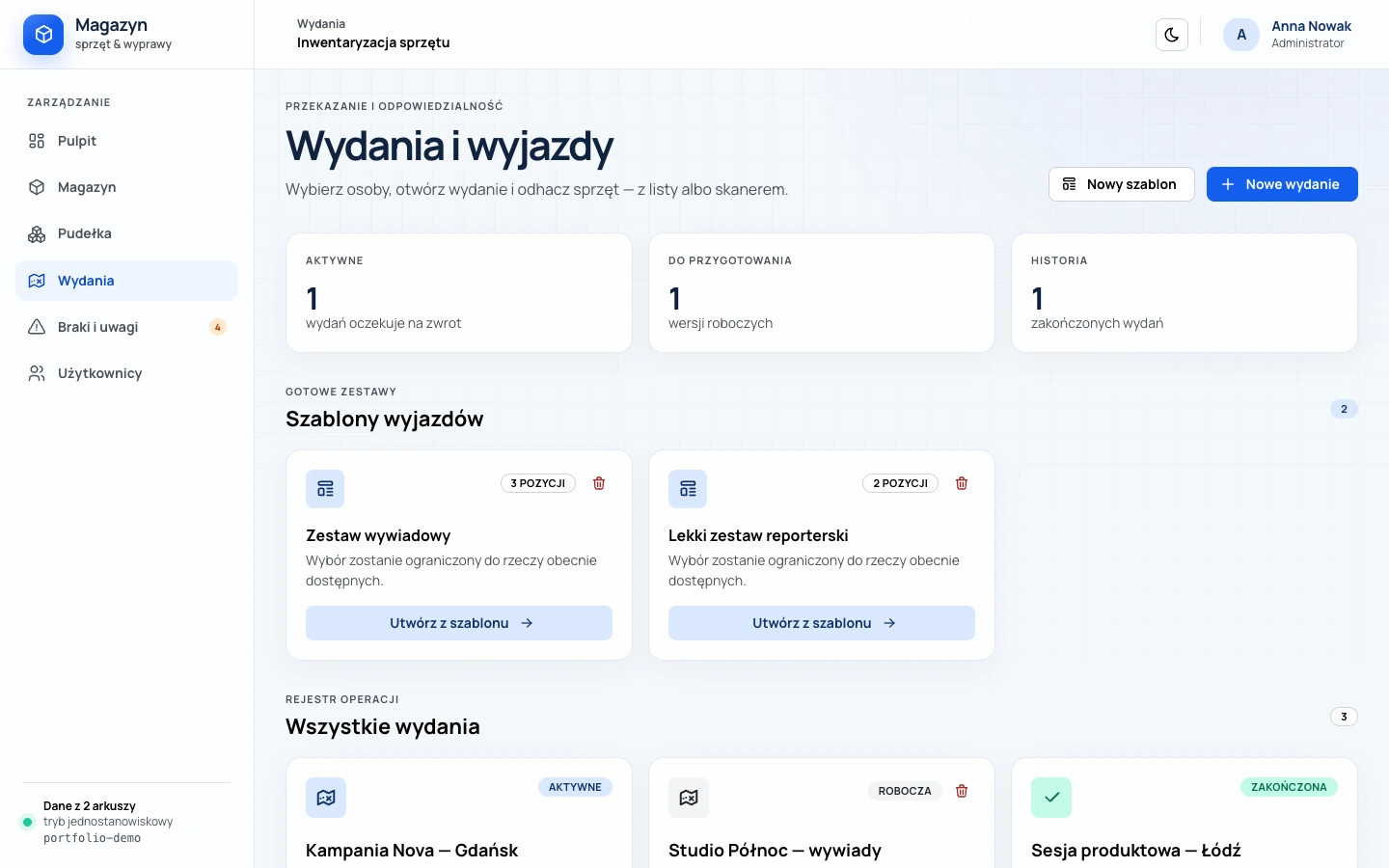 Magazyn — Realizacje